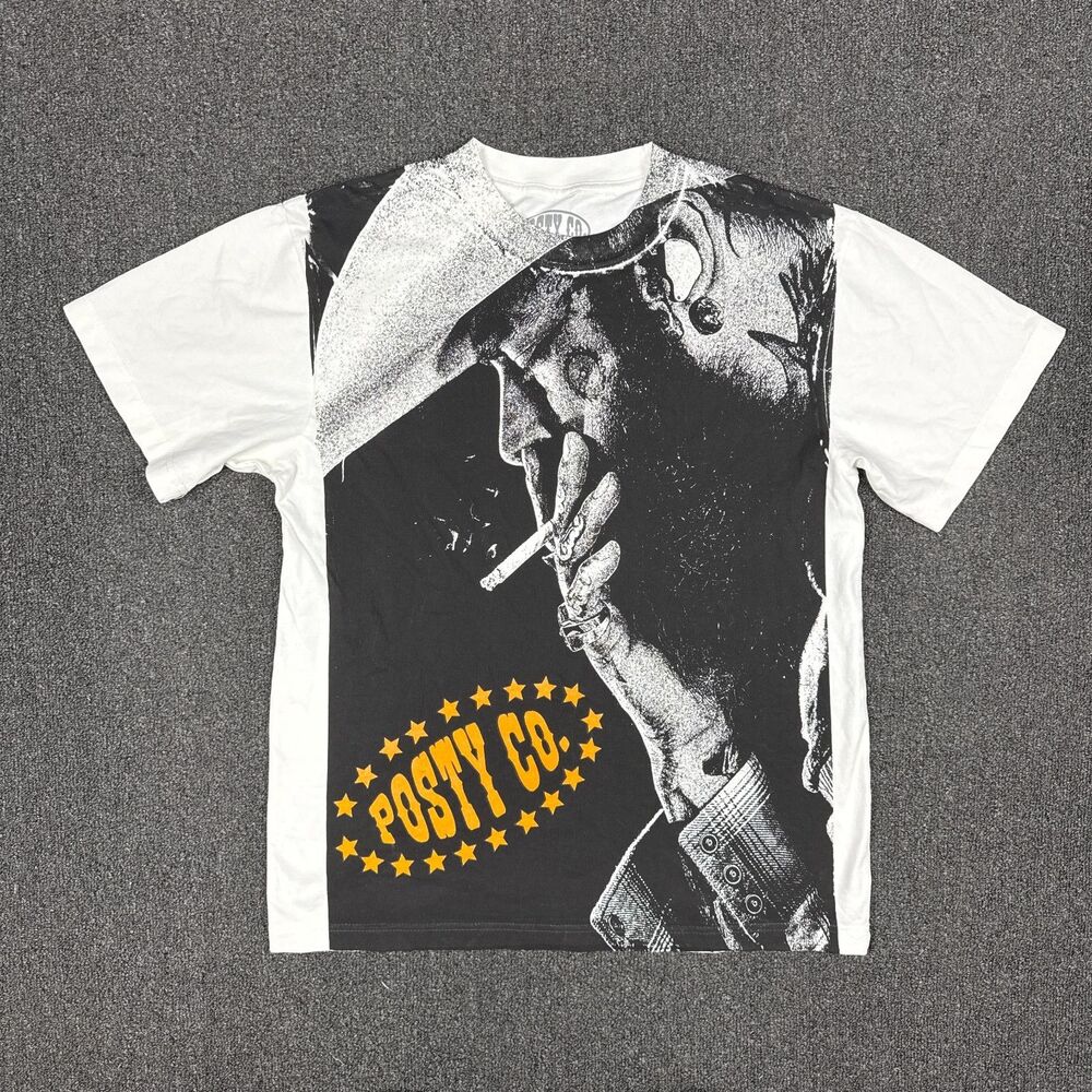 Post Malone Big Ass Stadium Tour T-Shirt Posty Co White Graphic Tee Size Medium